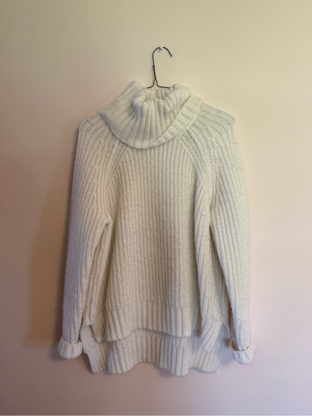 a.n.a Cream Ribbed Turtleneck Sweater